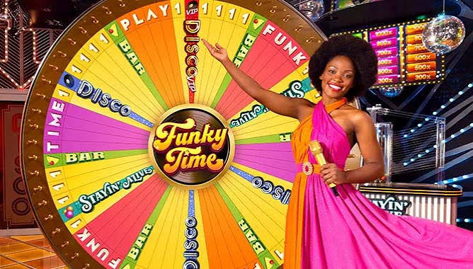 Funky Time ruota Evolution Gaming anni 70 con bonus VIP Disco e Bar