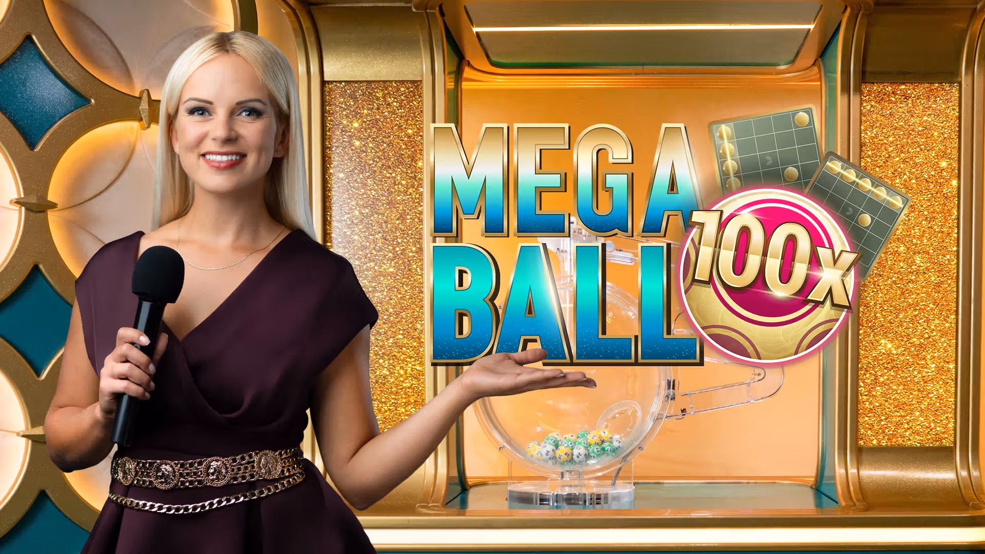 Mega Ball Evolution Gaming bingo live con moltiplicatore 100x