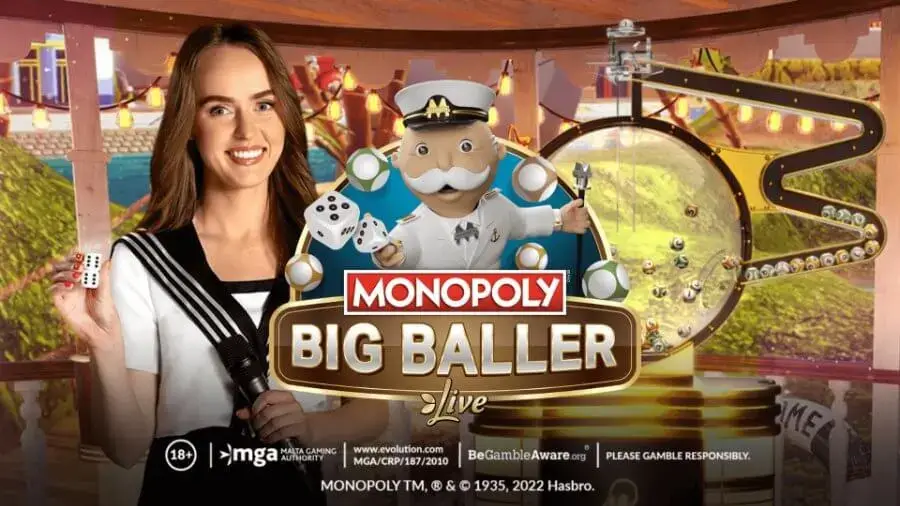 Monopoly Big Baller Evolution Gaming bingo con tabellone 3D e Mr Monopoly