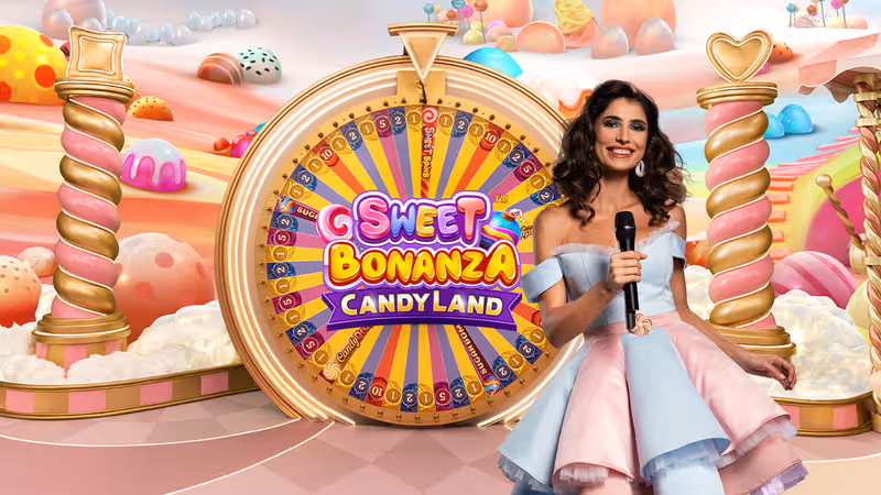Sweet Bonanza Candyland ruota game show Pragmatic Play con bonus Sugar Bomb