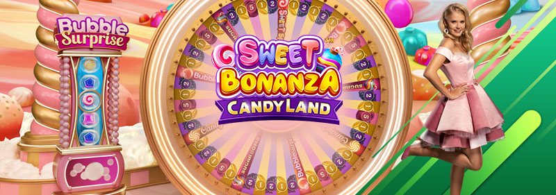 Ruota di Sweet Bonanza CandyLand Pragmatic Play con segmenti bonus